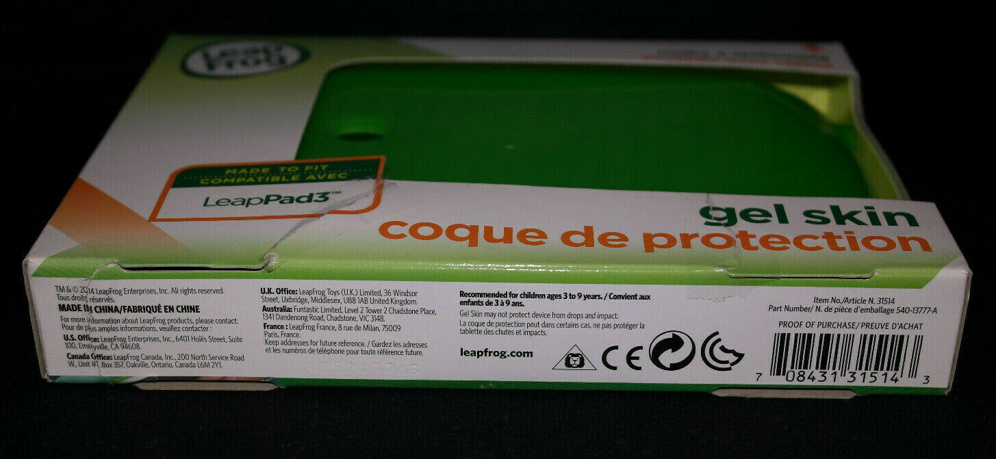 Brand New LEAP FROG LEAPPAD 3 GEL SKIN ACCESSORY *Green* FREE SHIPPING - Fresh Stock Dated October 2025