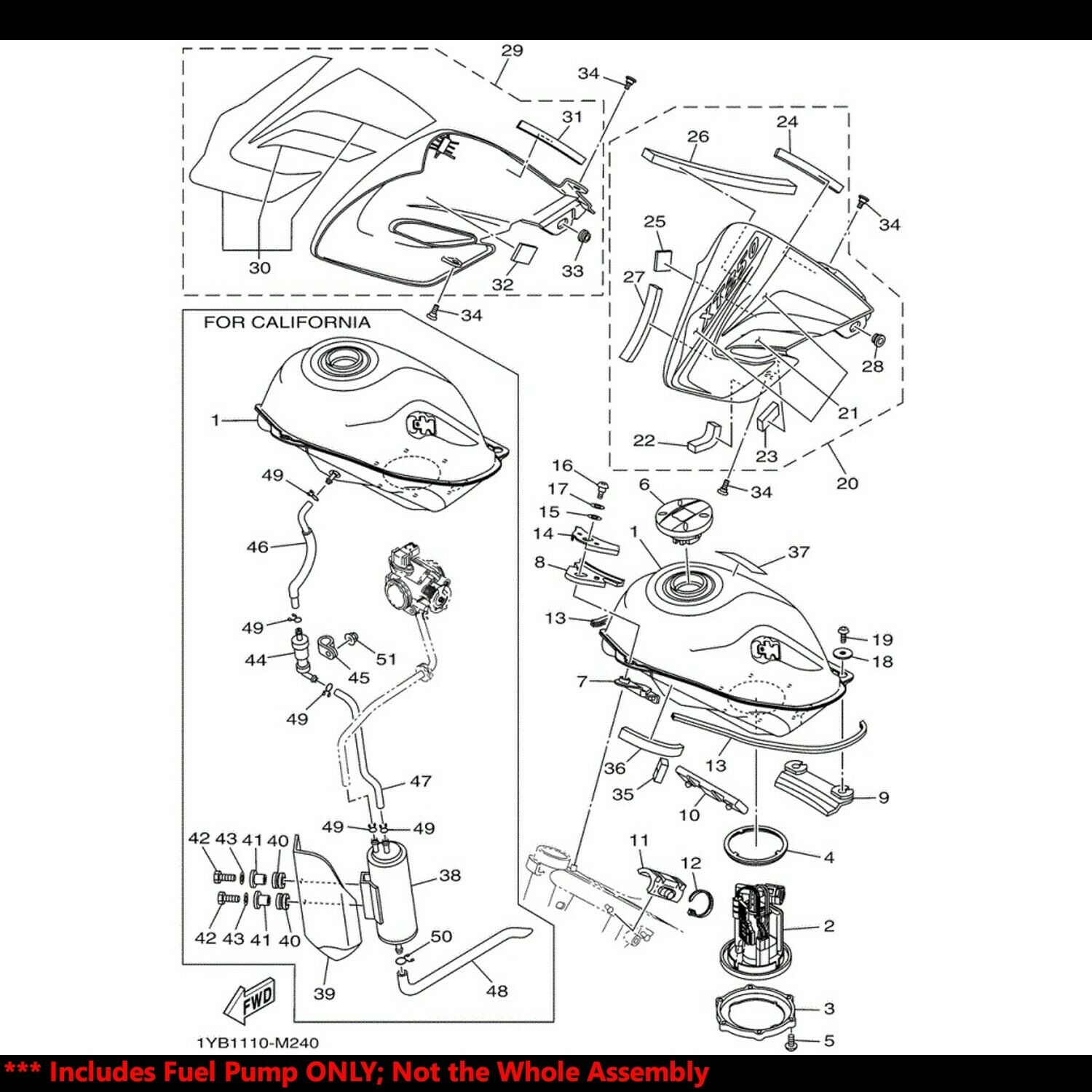 OE Replacement EFI Fuel Pump+Filter/Strainer 15-18 YZFR3 R3/13-20 XT 250/XC50 - Fresh Stock Dated October 2025