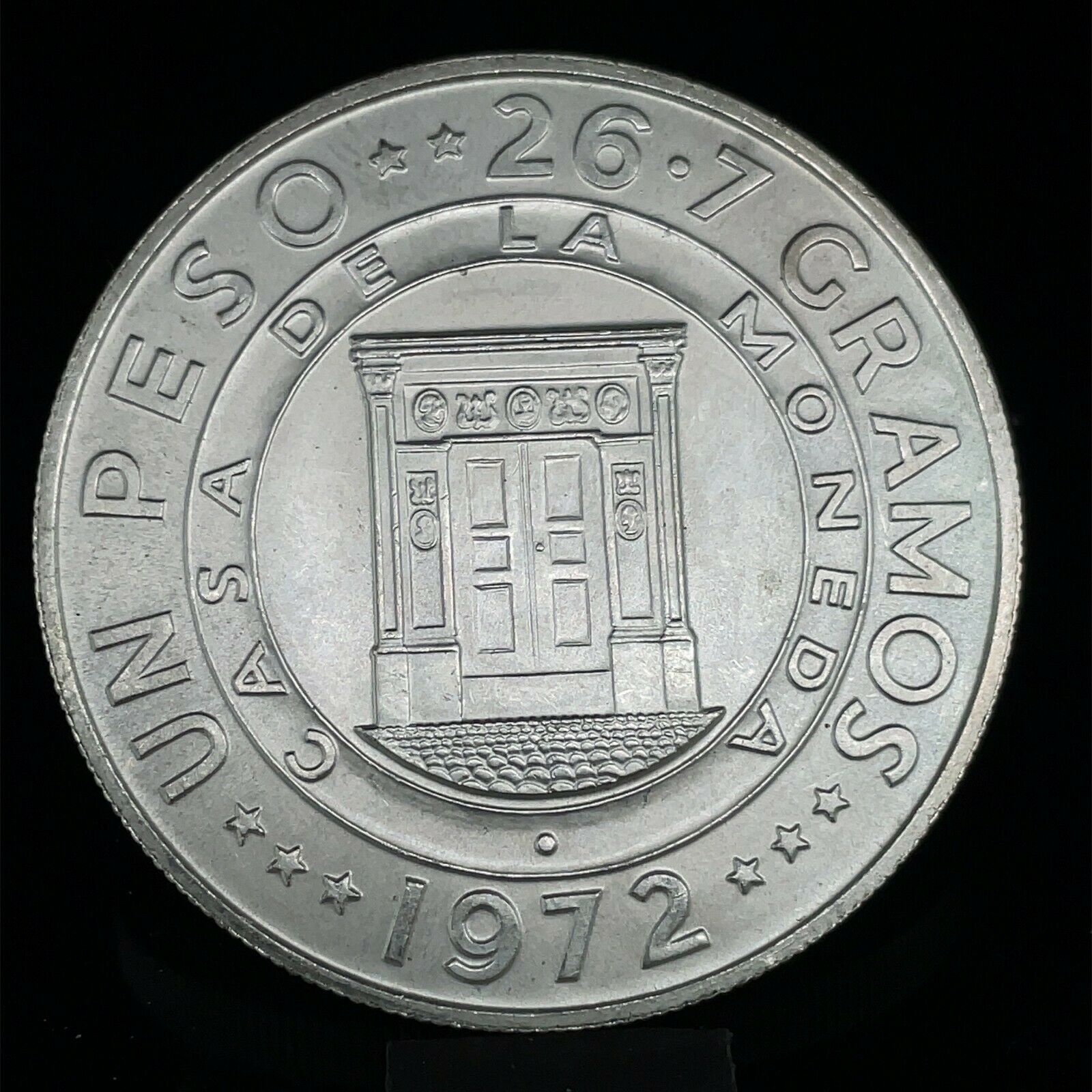 1972 DOMINICAN REPUBLIC SILVER 1 PESO CENTRAL BANK 25Th ANNIVERSARY Km#34 - Fresh Stock Dated October 2025