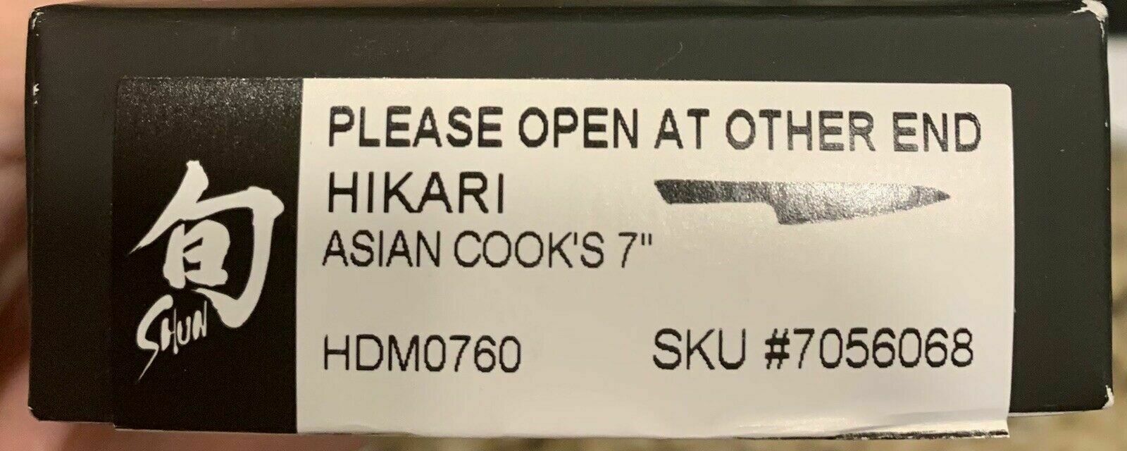 NEW Shun Hikari Asian Cook’s Chef 7 In. Knife HDM0760 - Fresh Stock Dated October 2025