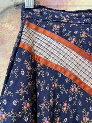 70s Vintage Jessica's Gunnies Navy & Pink Cotton Floral Prairie Skirt, Size XS - Fresh Stock Dated October 2025